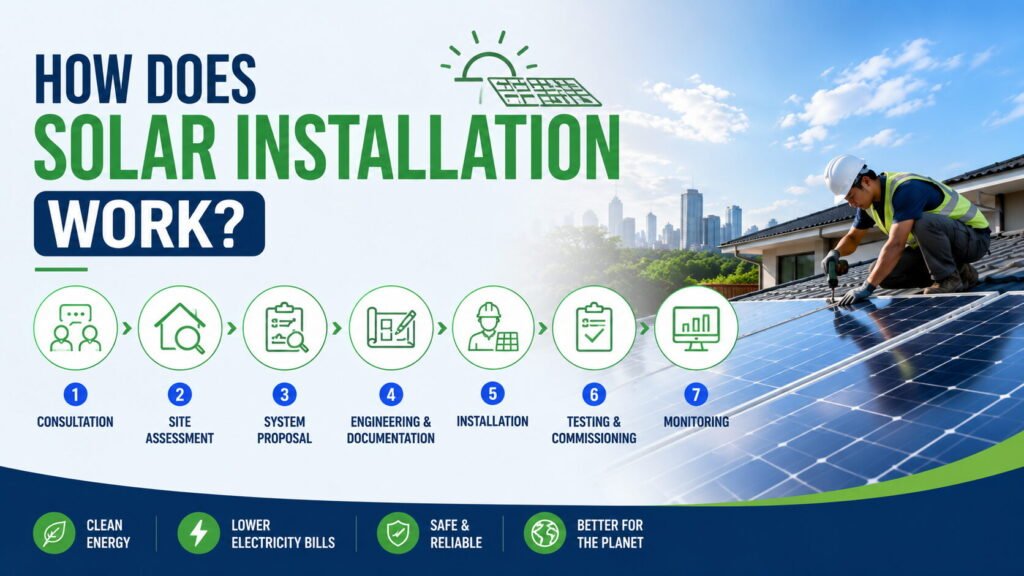 Bagaimana pemasangan solar berfungsi langkah demi langkah