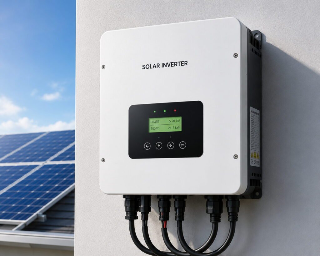 fungsi inverter solar - Solar inverter on utility wall setup