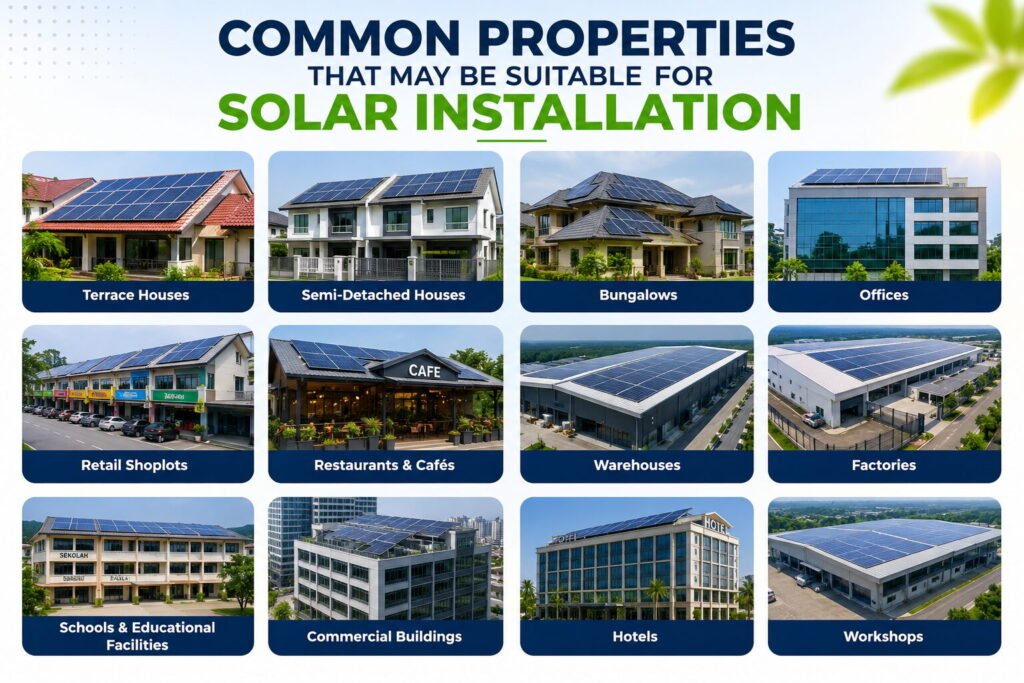 common properties that may be suitable for solar installation